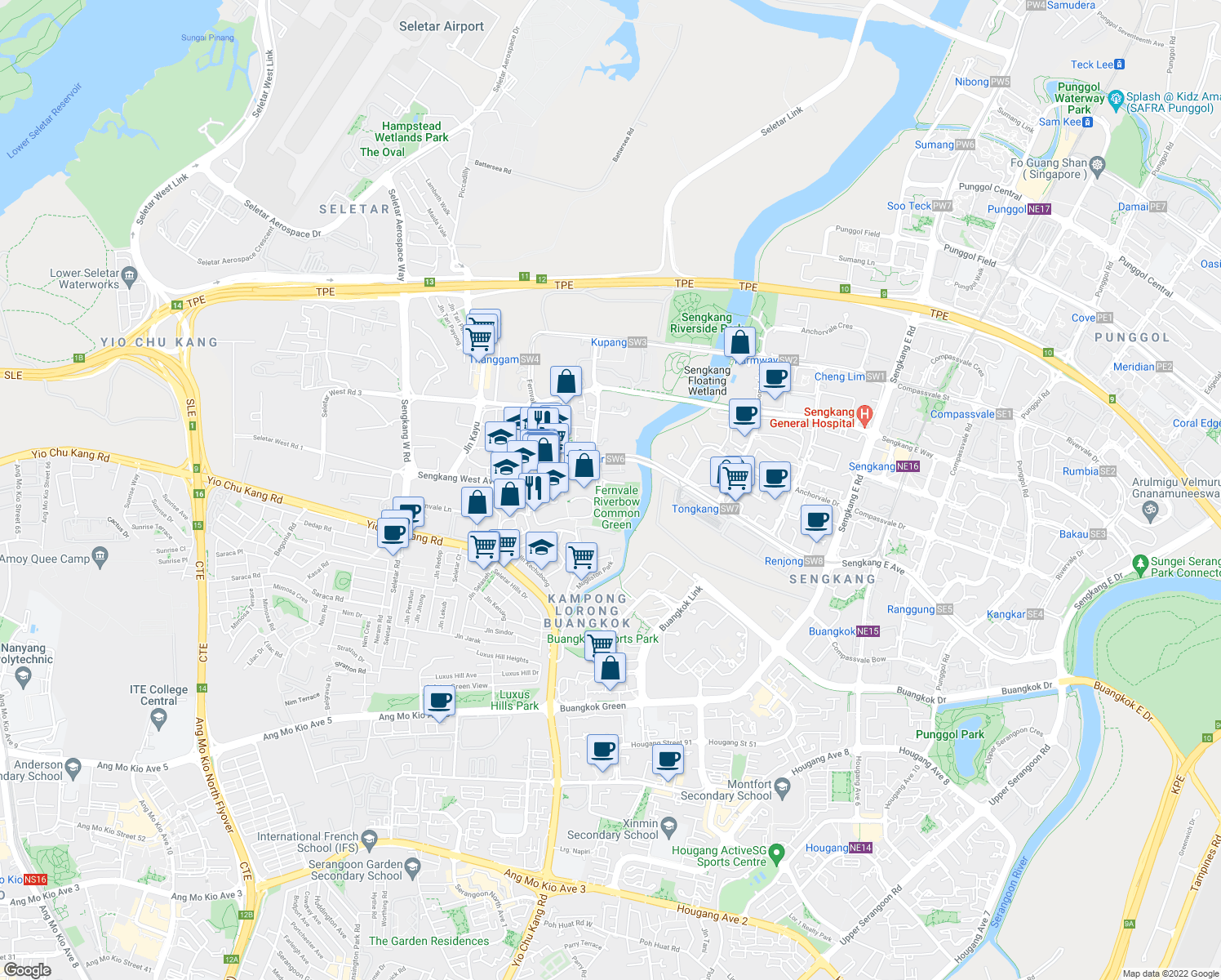 map of restaurants, bars, coffee shops, grocery stores, and more near in Singapore