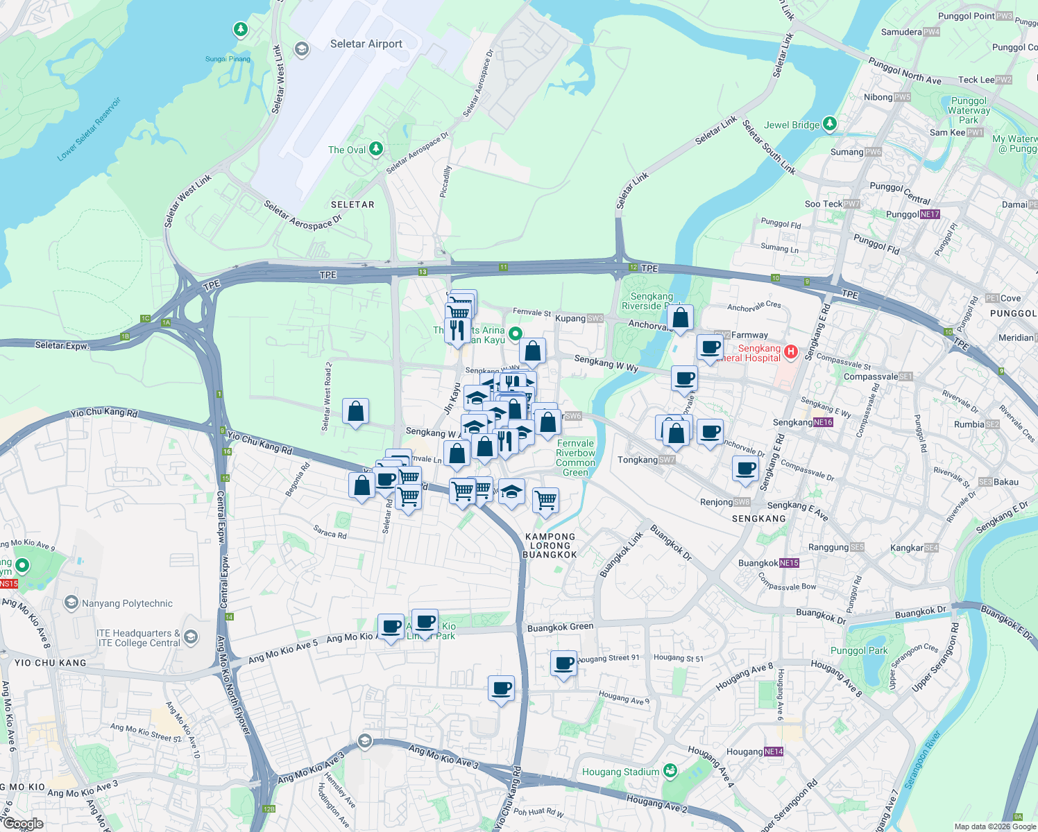 map of restaurants, bars, coffee shops, grocery stores, and more near in Singapore