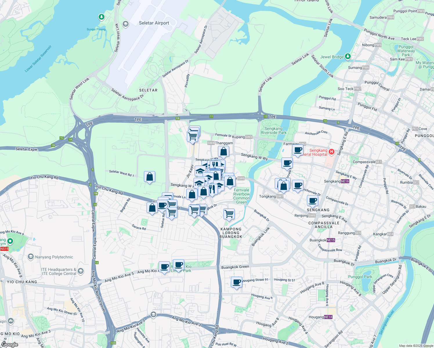 map of restaurants, bars, coffee shops, grocery stores, and more near in Singapore