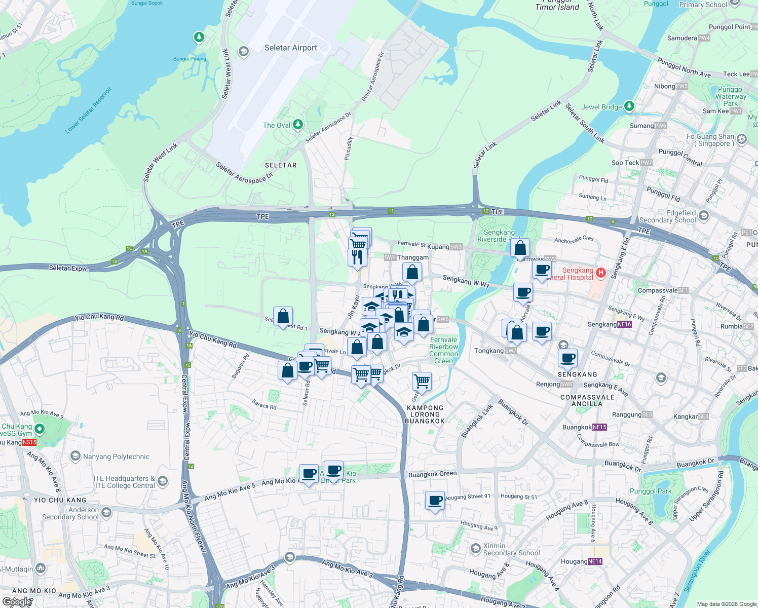 map of restaurants, bars, coffee shops, grocery stores, and more near in Singapore