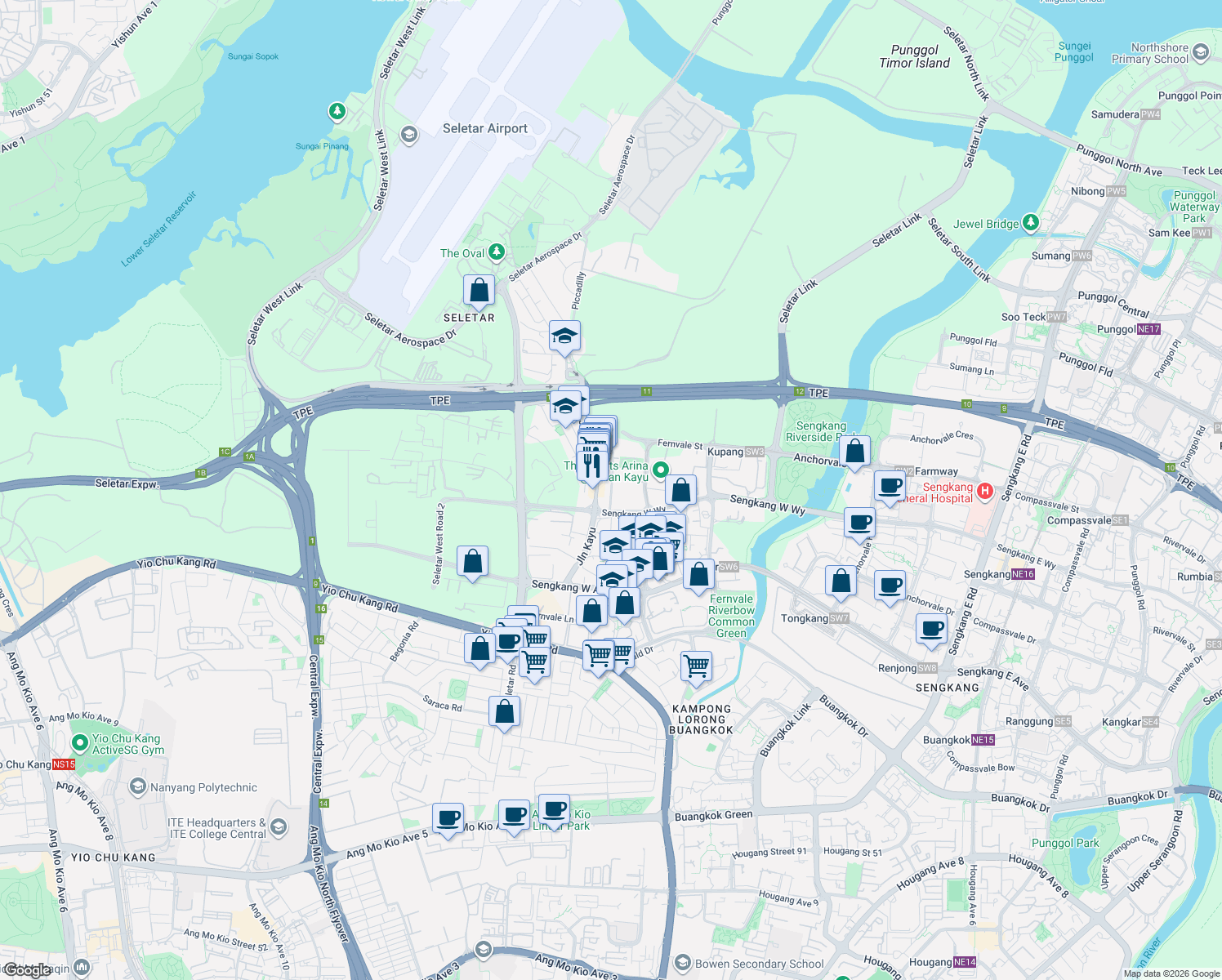 map of restaurants, bars, coffee shops, grocery stores, and more near in Singapore