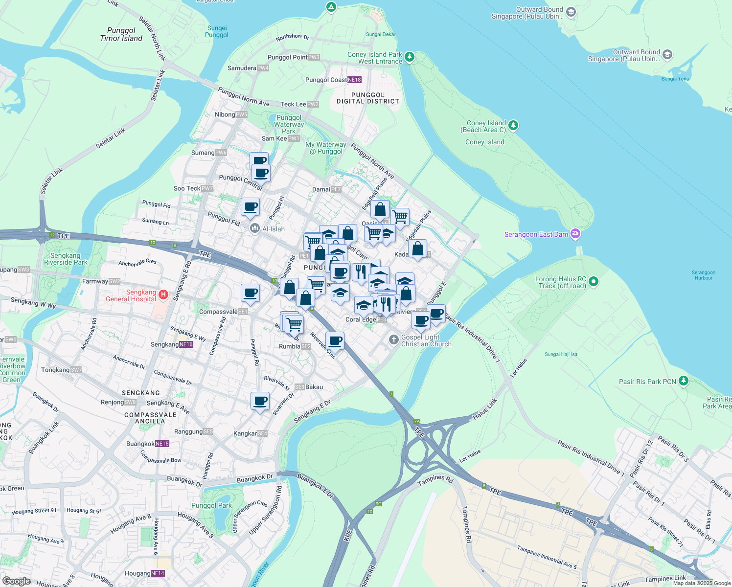 map of restaurants, bars, coffee shops, grocery stores, and more near in Singapore