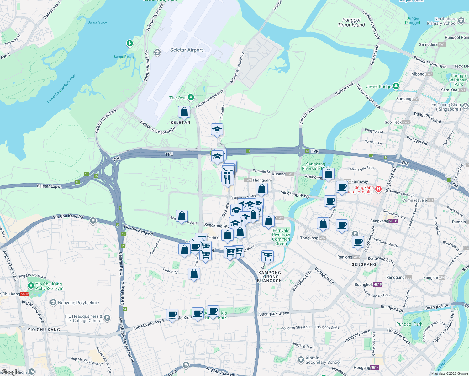 map of restaurants, bars, coffee shops, grocery stores, and more near in Singapore