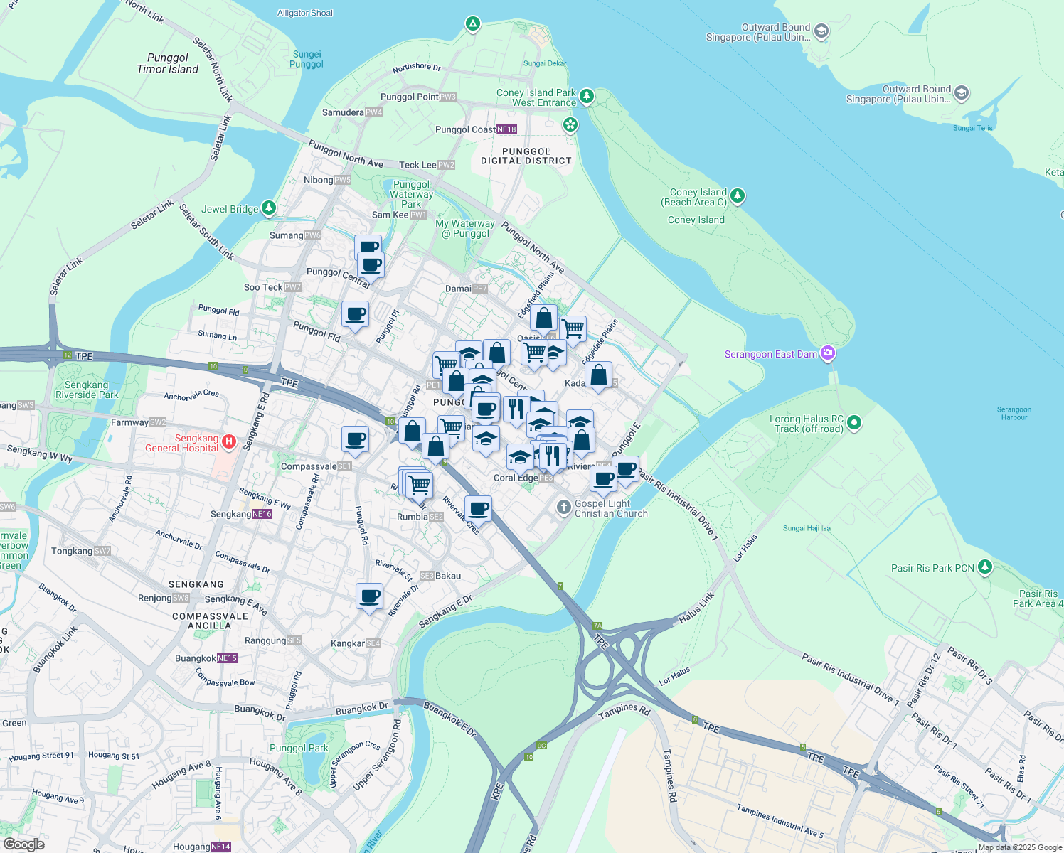 map of restaurants, bars, coffee shops, grocery stores, and more near in Singapore