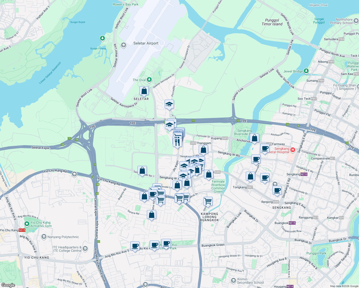 map of restaurants, bars, coffee shops, grocery stores, and more near in Singapore