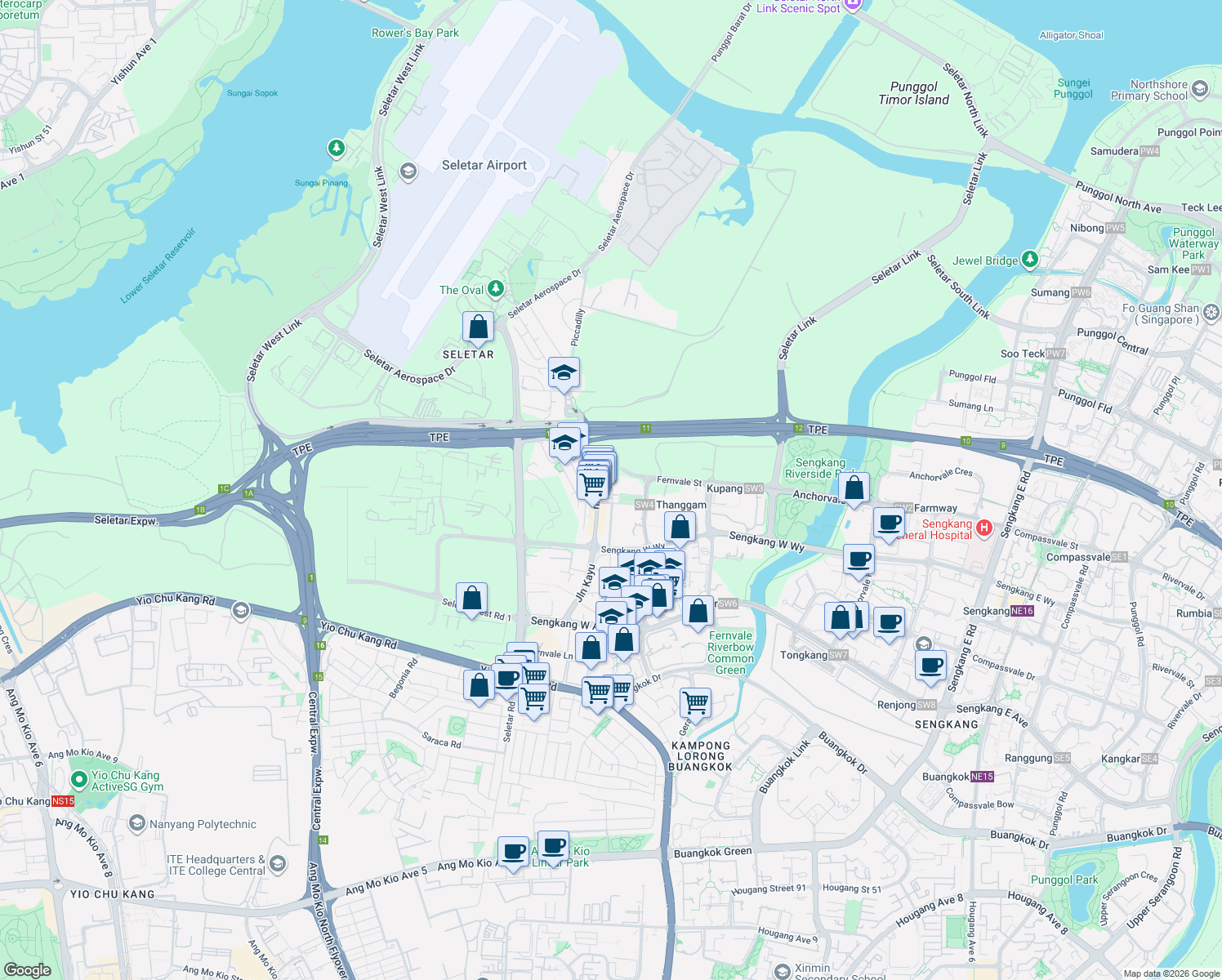 map of restaurants, bars, coffee shops, grocery stores, and more near in Singapore