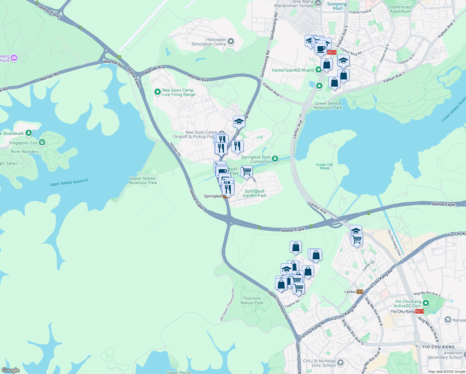 map of restaurants, bars, coffee shops, grocery stores, and more near in Singapore