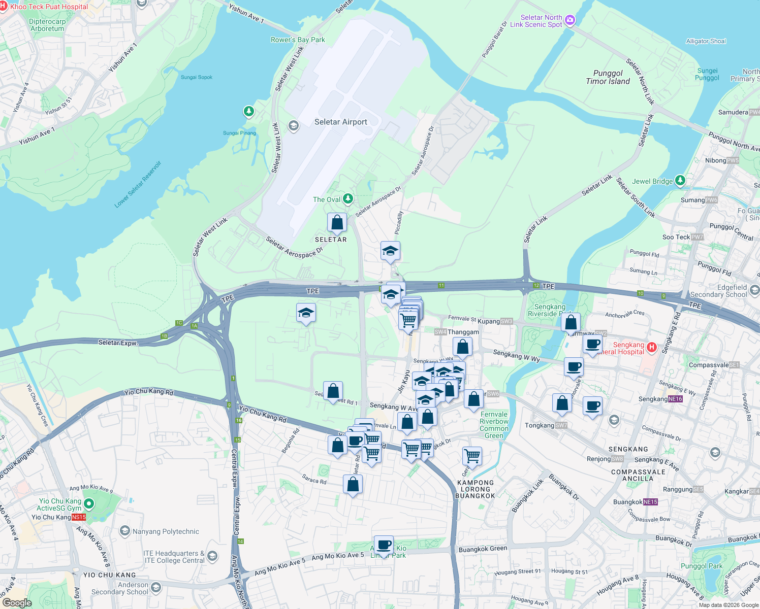 map of restaurants, bars, coffee shops, grocery stores, and more near in Singapore