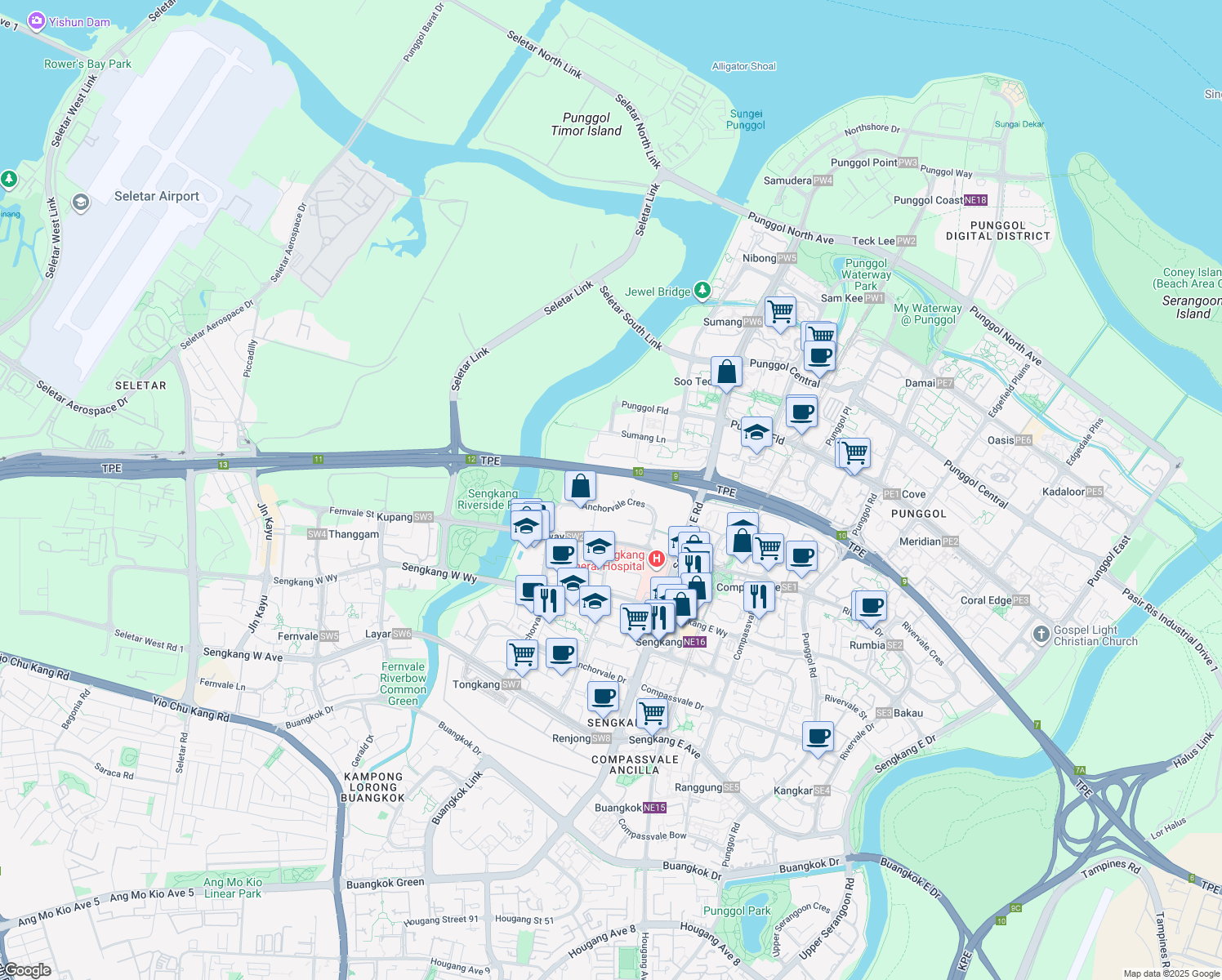 map of restaurants, bars, coffee shops, grocery stores, and more near in Singapore