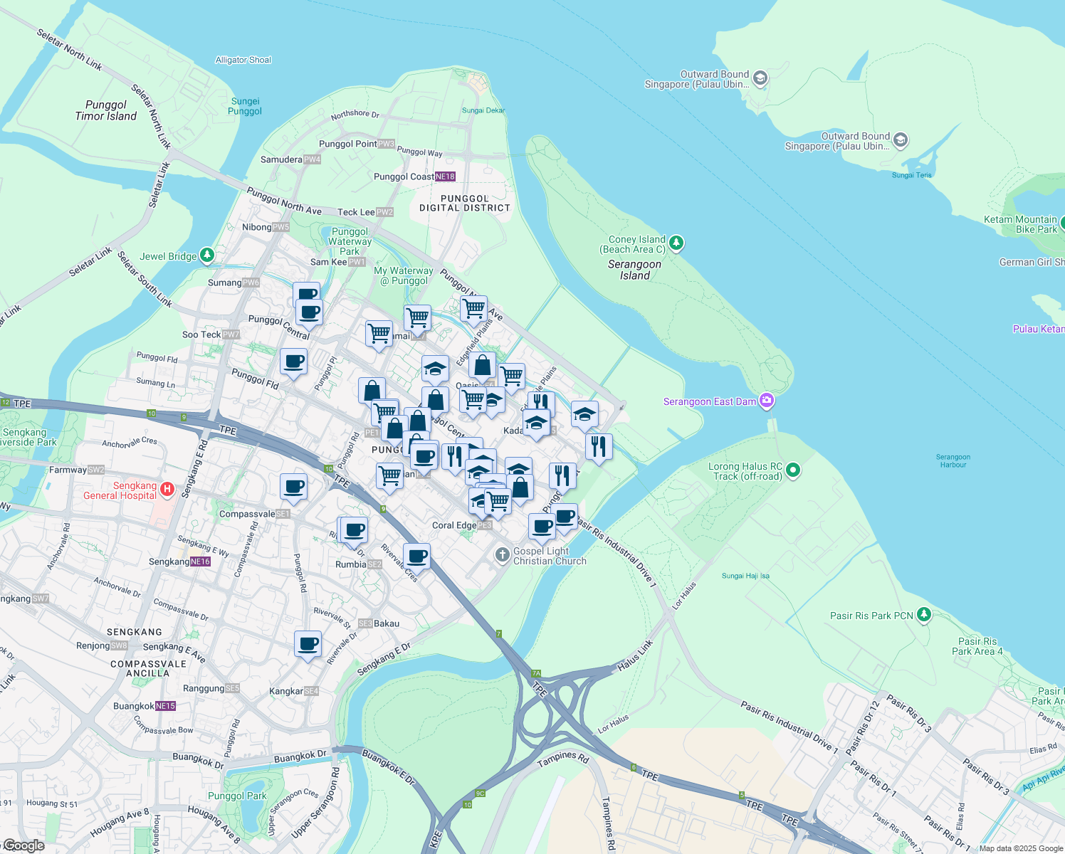 map of restaurants, bars, coffee shops, grocery stores, and more near in Singapore