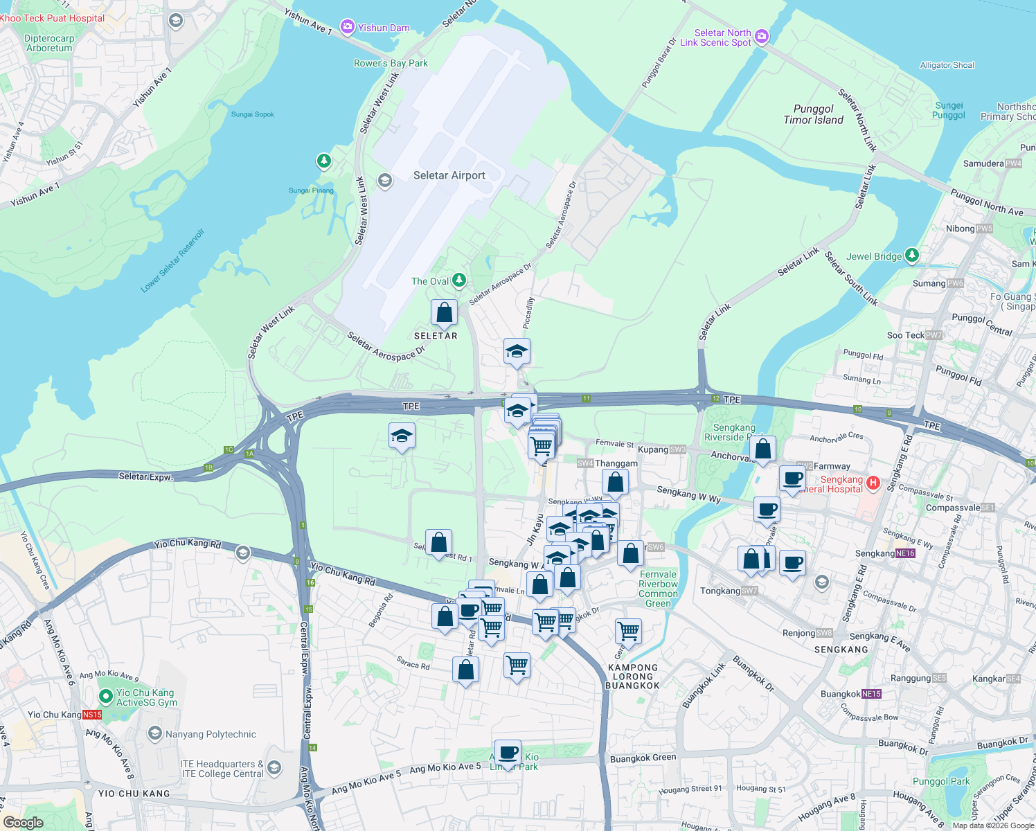 map of restaurants, bars, coffee shops, grocery stores, and more near in Singapore
