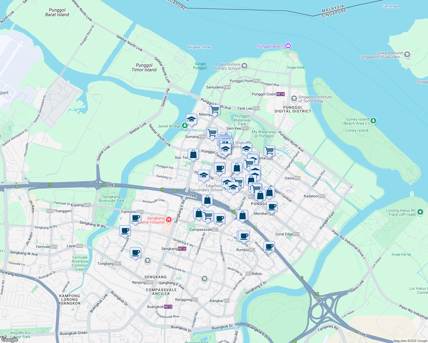 map of restaurants, bars, coffee shops, grocery stores, and more near in Singapore