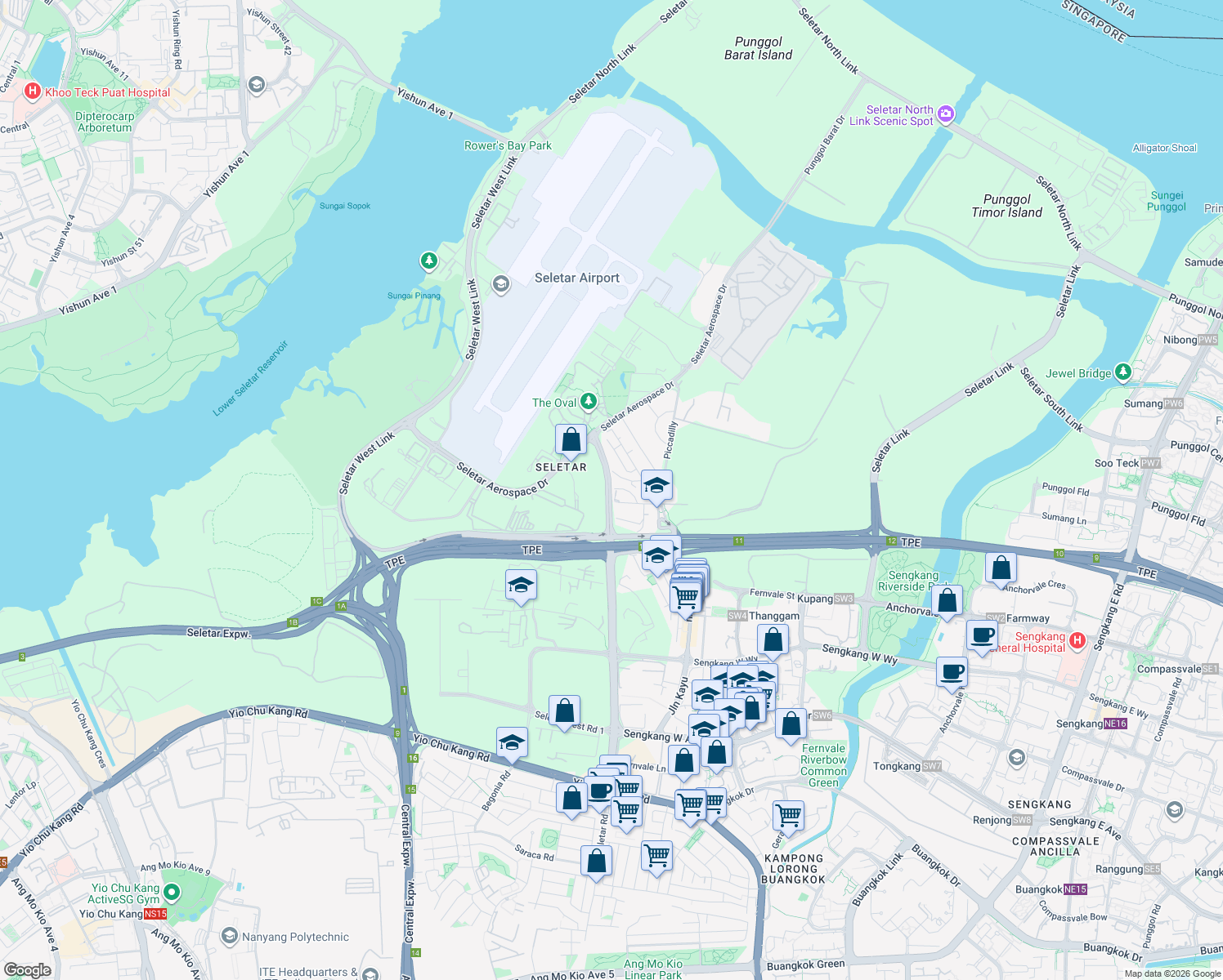 map of restaurants, bars, coffee shops, grocery stores, and more near in Singapore