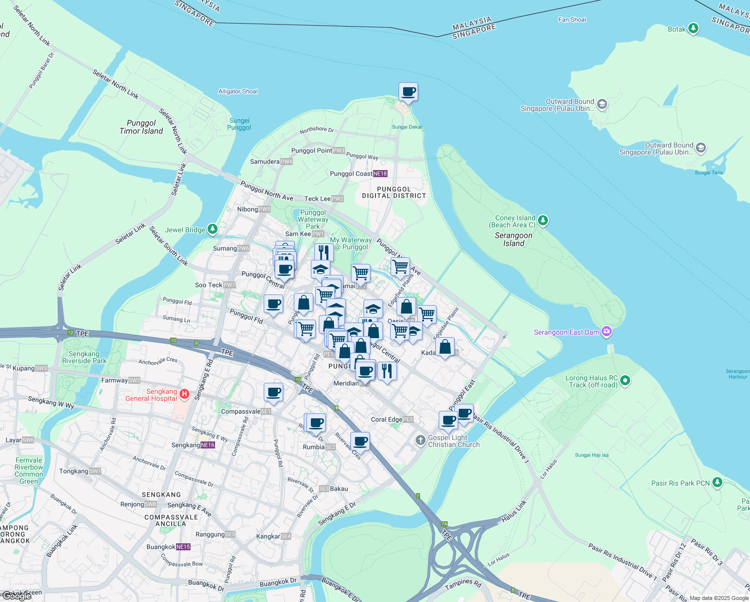 map of restaurants, bars, coffee shops, grocery stores, and more near in Singapore