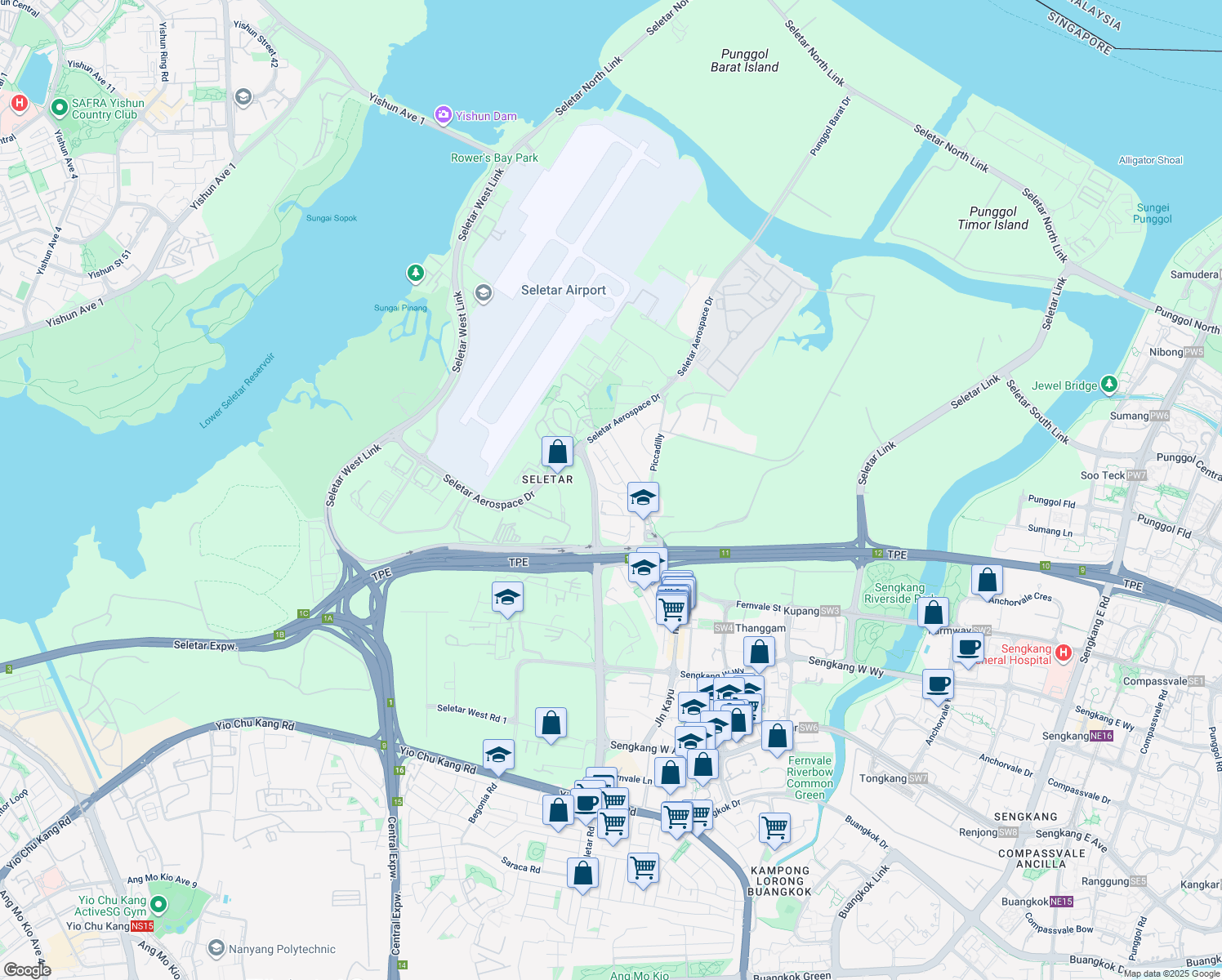 map of restaurants, bars, coffee shops, grocery stores, and more near in Singapore