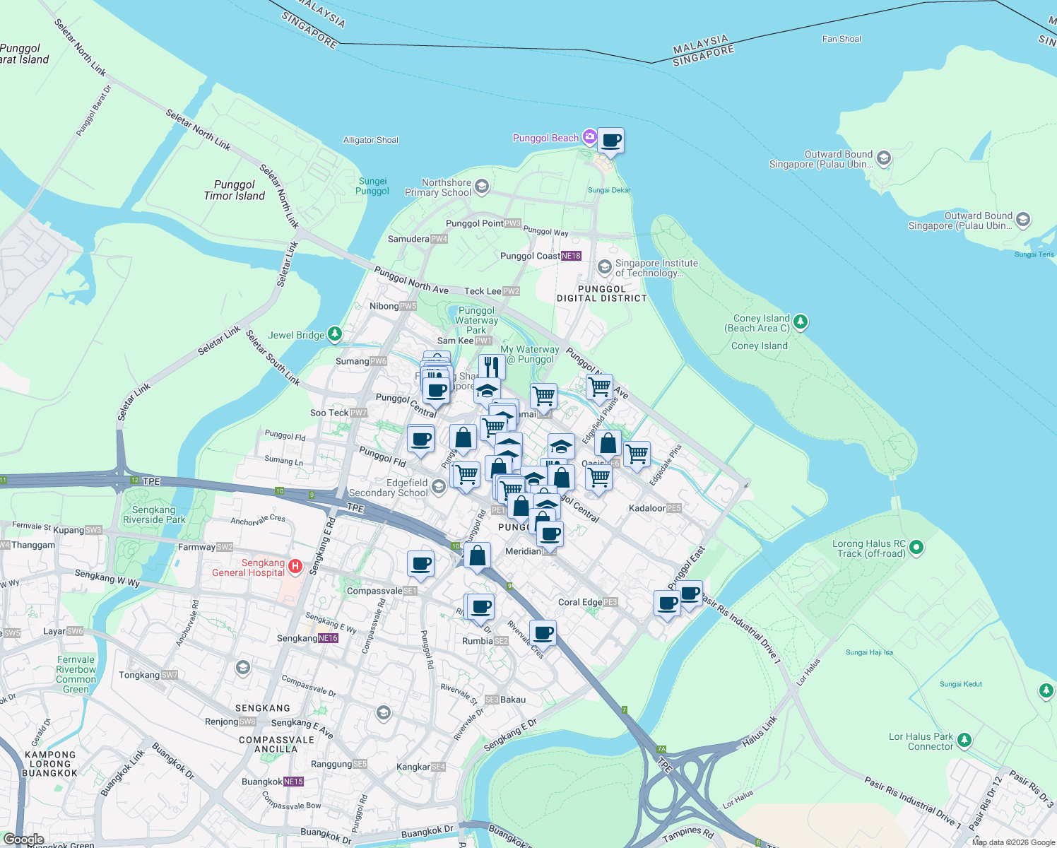 map of restaurants, bars, coffee shops, grocery stores, and more near in Singapore