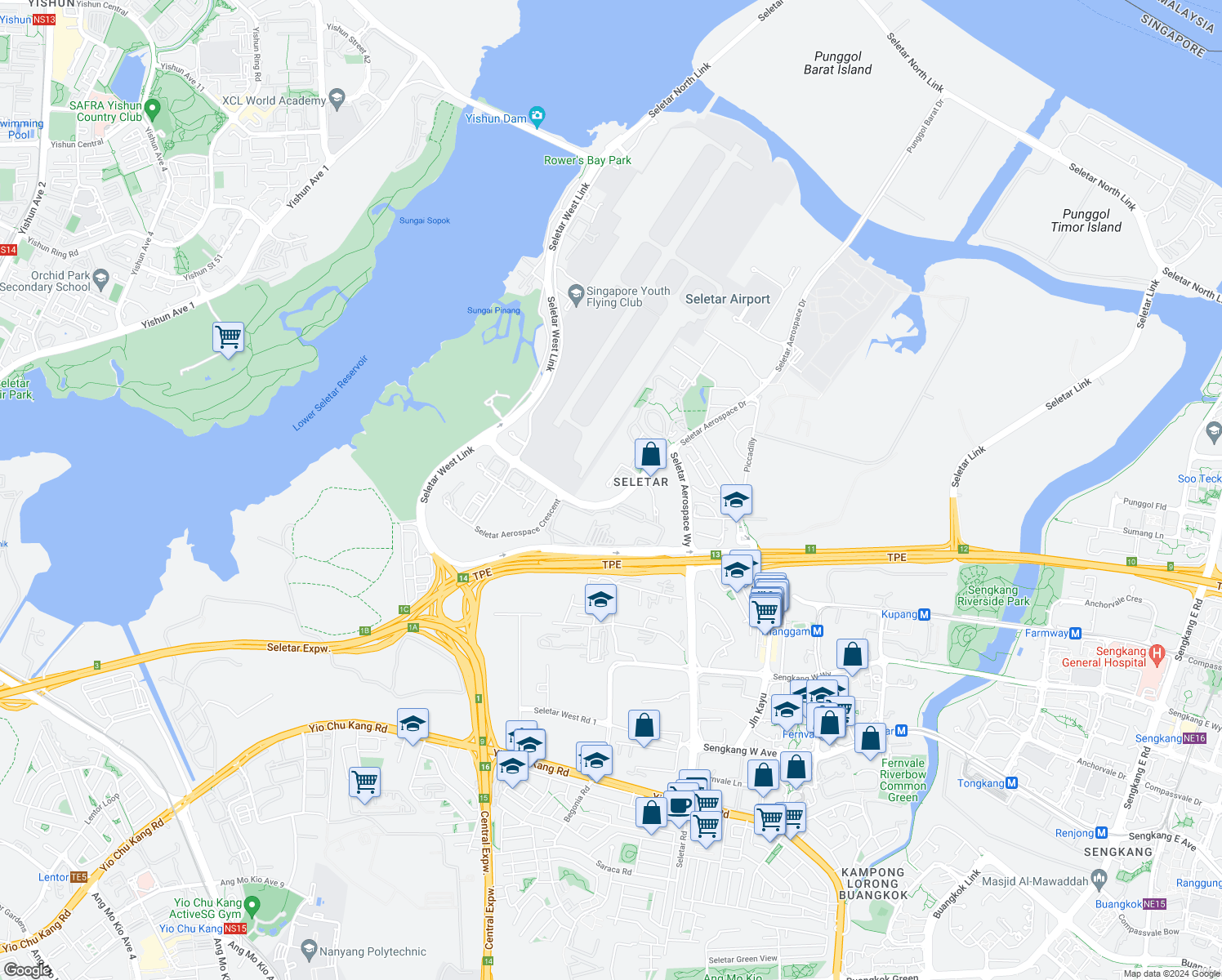 map of restaurants, bars, coffee shops, grocery stores, and more near in Singapore