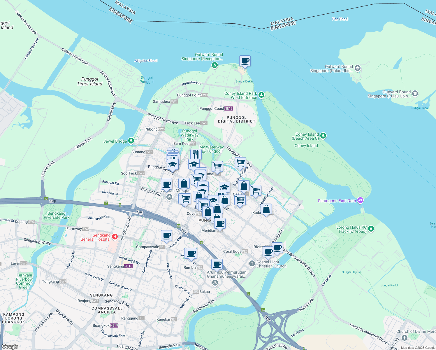 map of restaurants, bars, coffee shops, grocery stores, and more near in Singapore