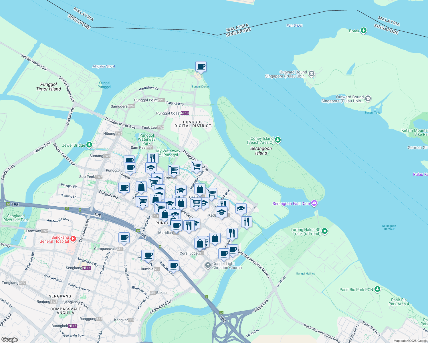 map of restaurants, bars, coffee shops, grocery stores, and more near in Singapore