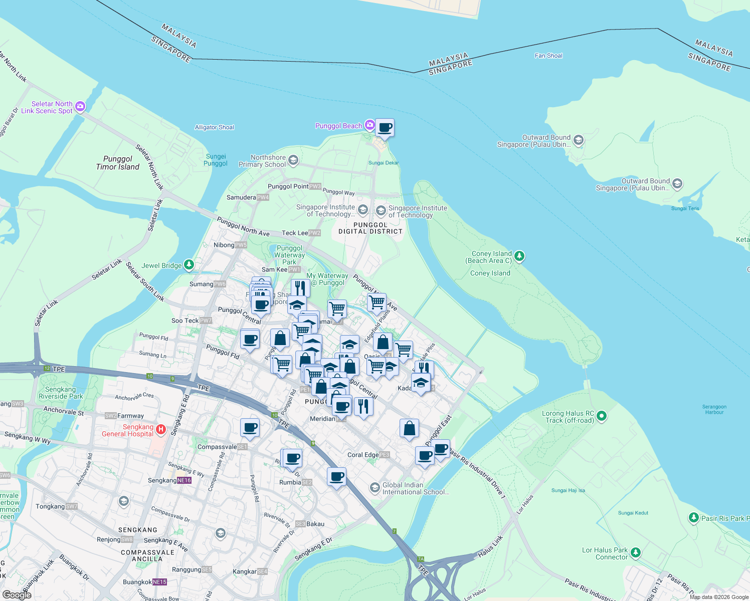 map of restaurants, bars, coffee shops, grocery stores, and more near in Singapore