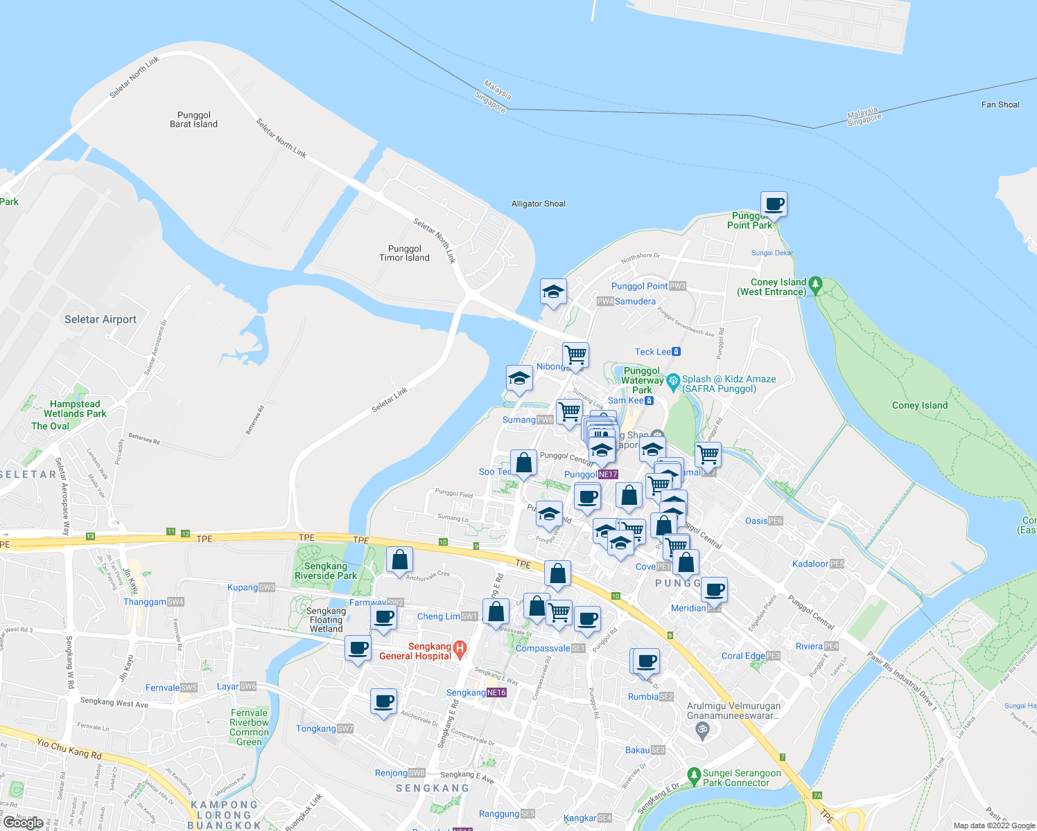 map of restaurants, bars, coffee shops, grocery stores, and more near in Singapore