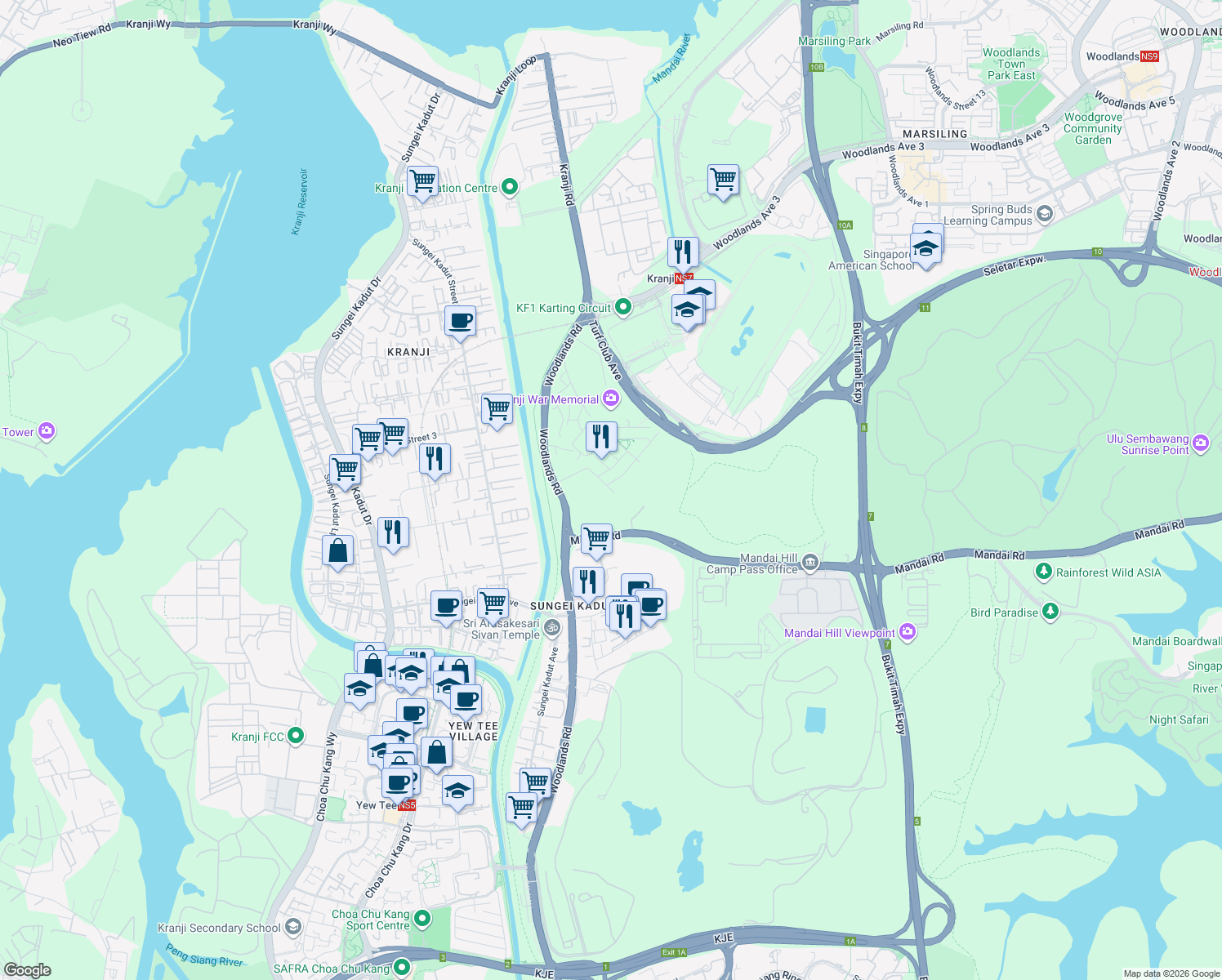 map of restaurants, bars, coffee shops, grocery stores, and more near in Singapore