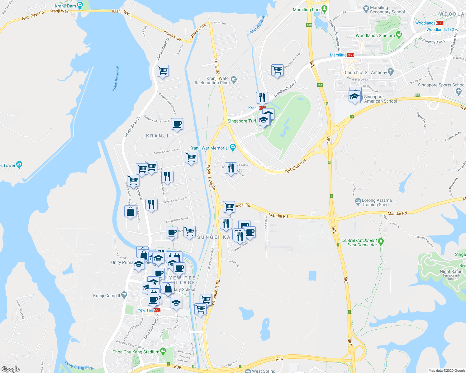 map of restaurants, bars, coffee shops, grocery stores, and more near in Singapore