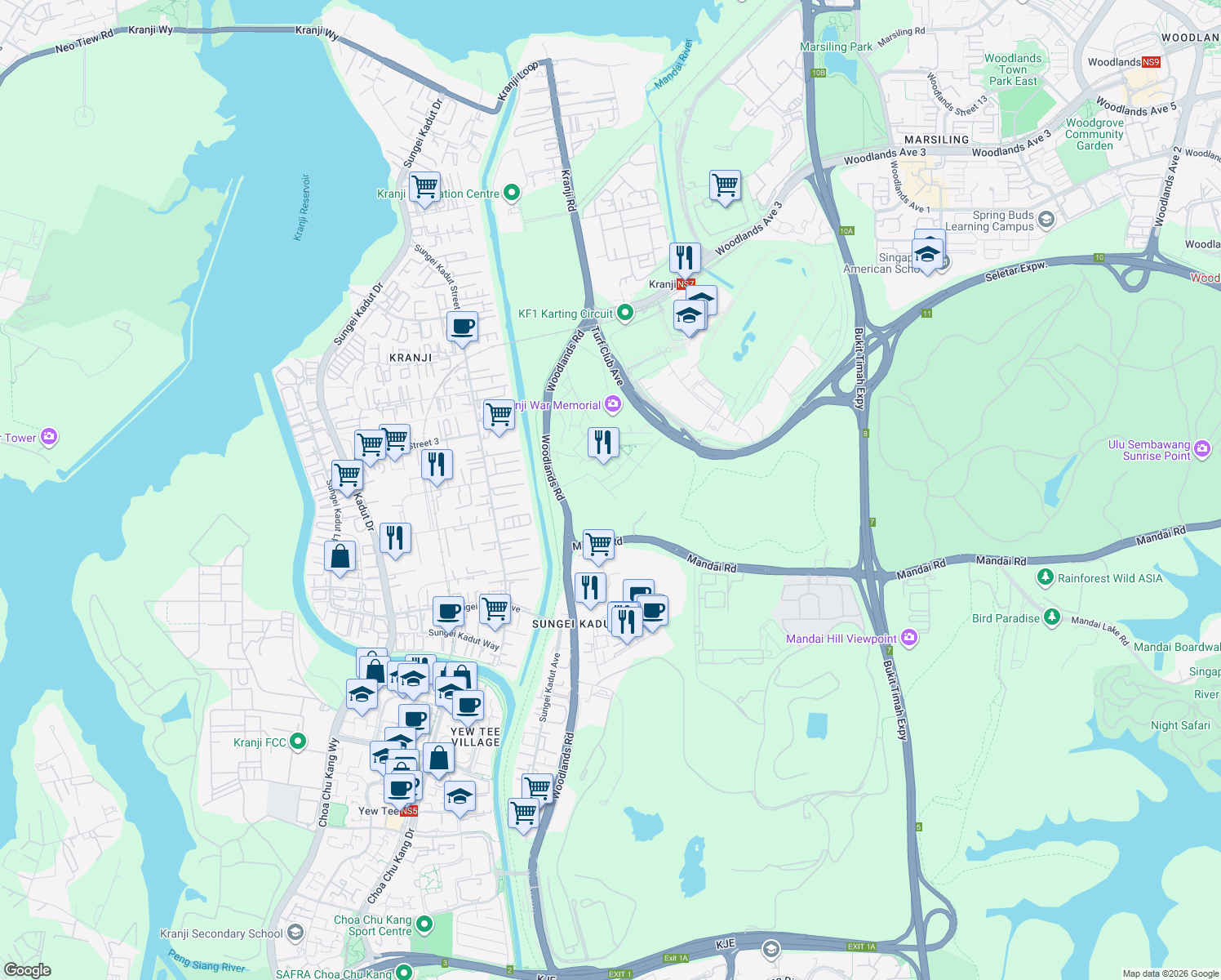 map of restaurants, bars, coffee shops, grocery stores, and more near in Singapore