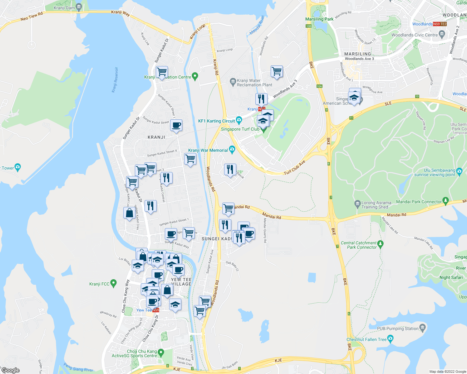 map of restaurants, bars, coffee shops, grocery stores, and more near in Singapore