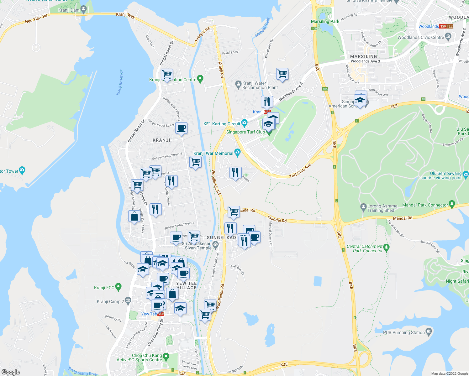 map of restaurants, bars, coffee shops, grocery stores, and more near in Singapore