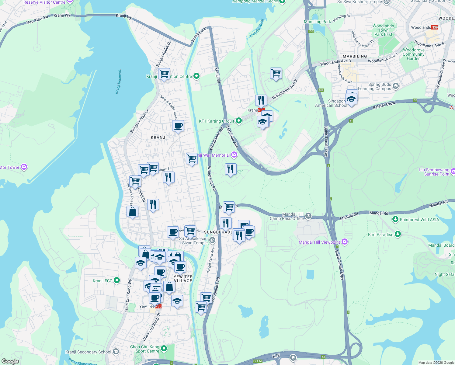 map of restaurants, bars, coffee shops, grocery stores, and more near in Singapore
