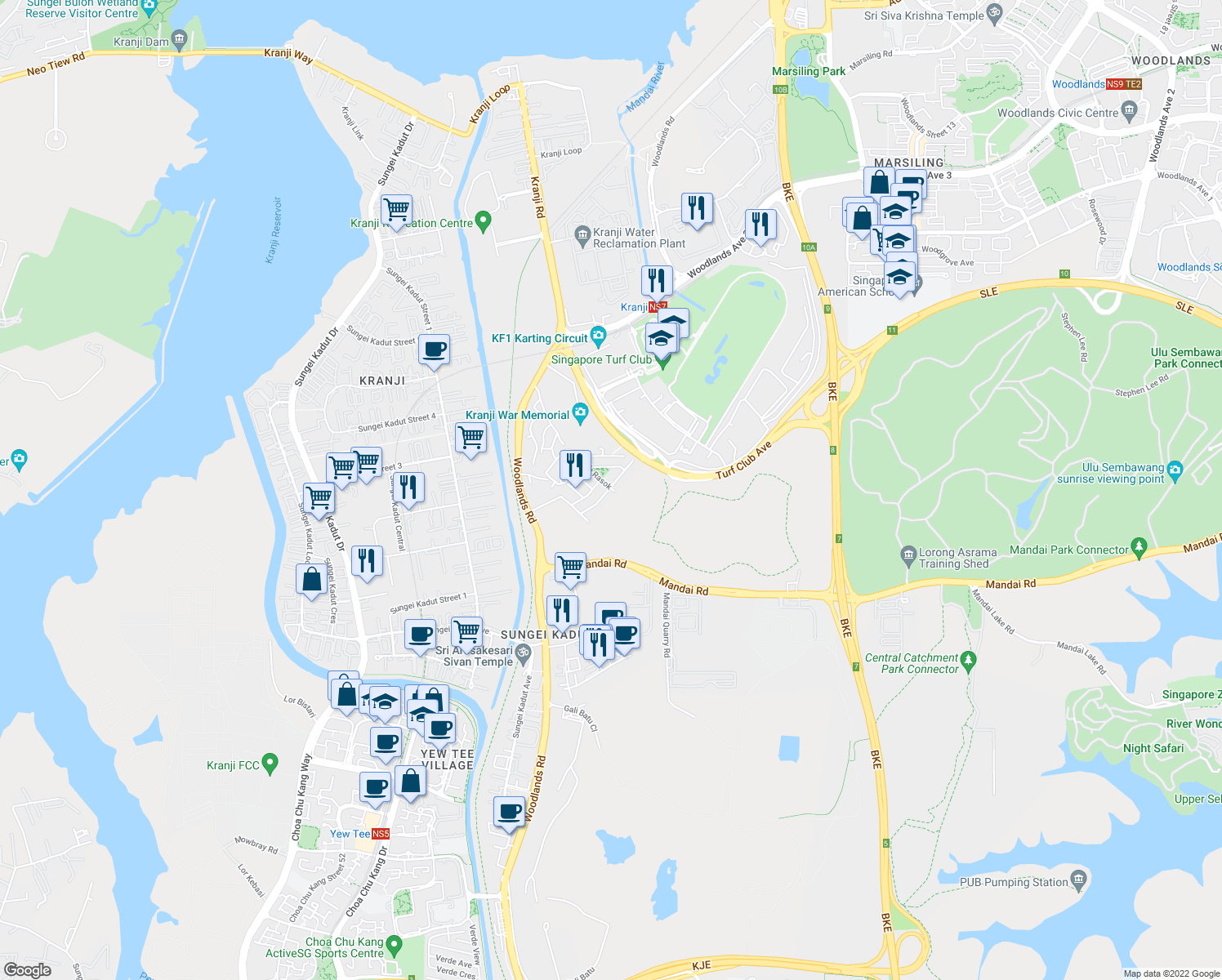 map of restaurants, bars, coffee shops, grocery stores, and more near in Singapore