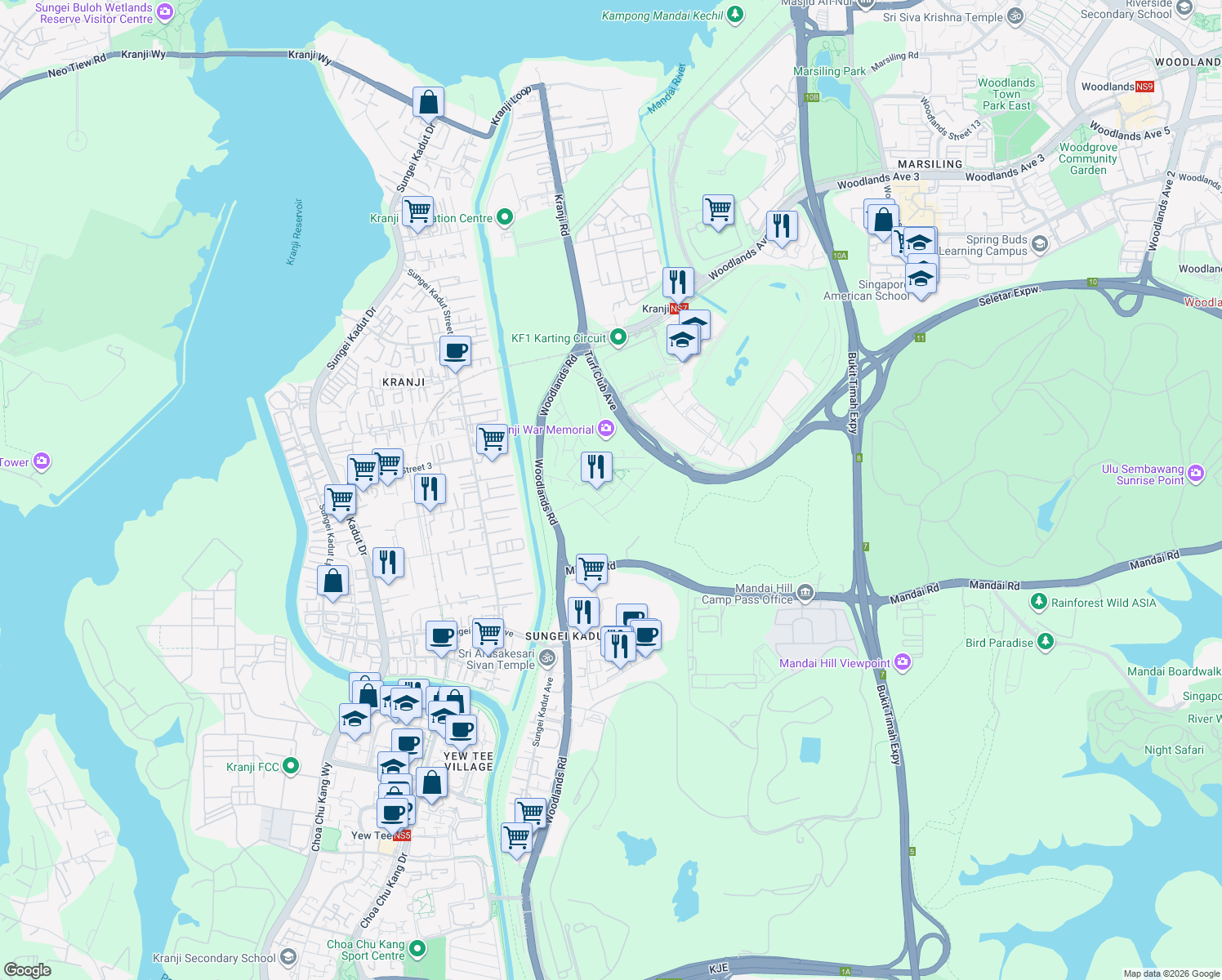 map of restaurants, bars, coffee shops, grocery stores, and more near in Singapore