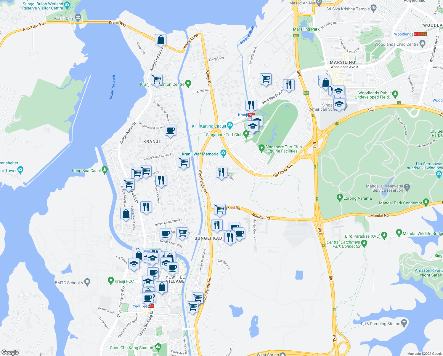 map of restaurants, bars, coffee shops, grocery stores, and more near in Singapore