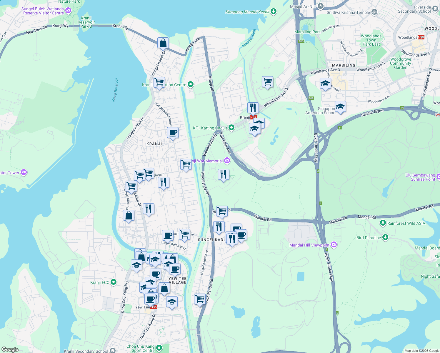 map of restaurants, bars, coffee shops, grocery stores, and more near in Singapore