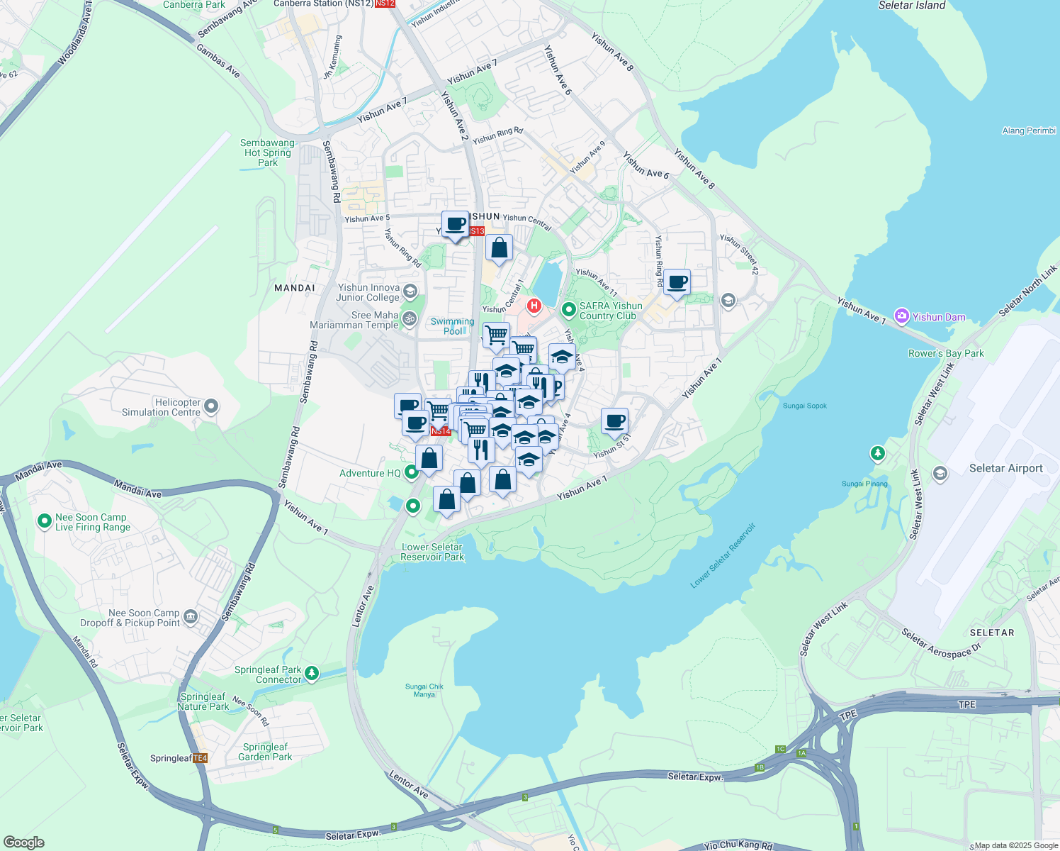 map of restaurants, bars, coffee shops, grocery stores, and more near in Singapore