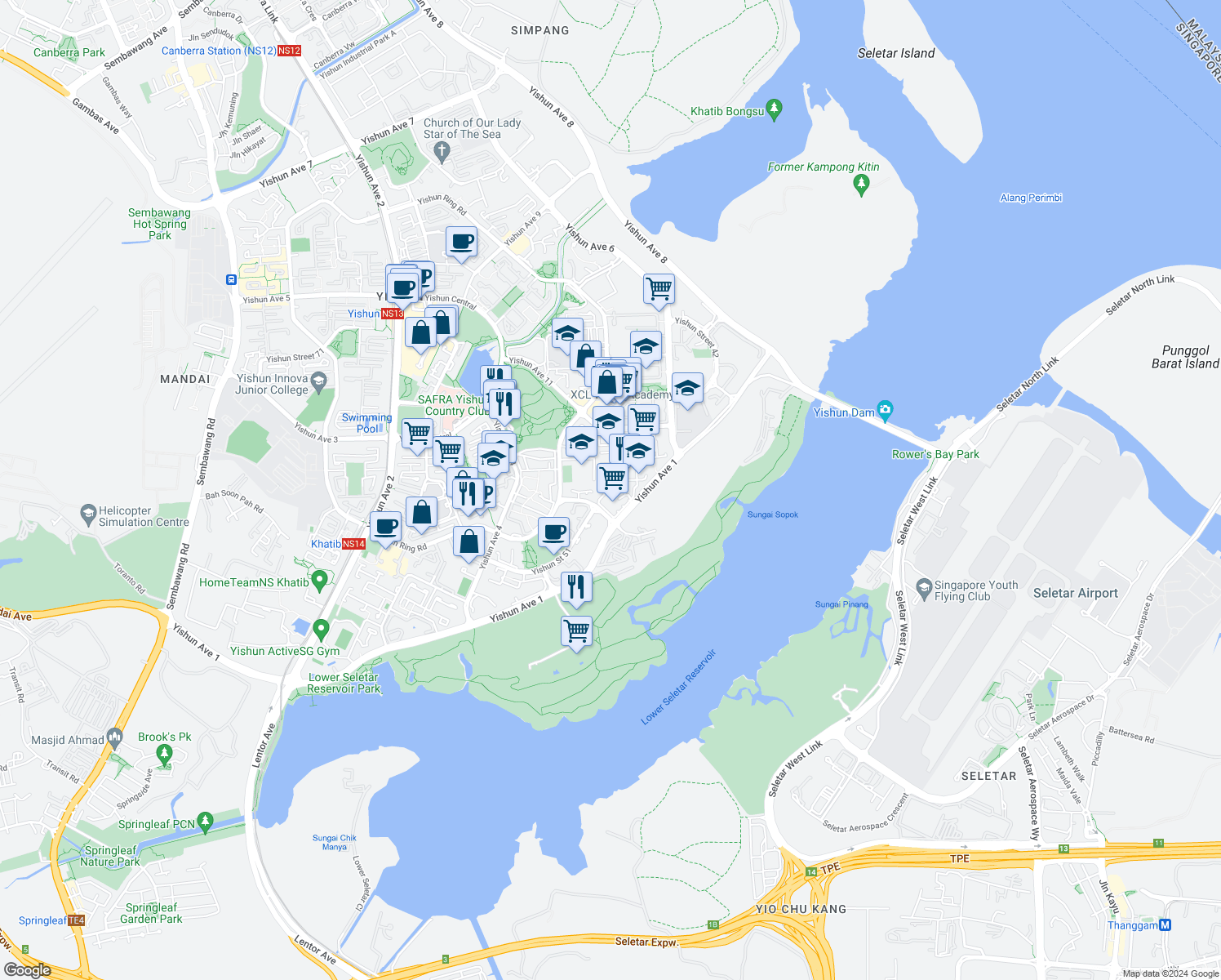 map of restaurants, bars, coffee shops, grocery stores, and more near in Singapore