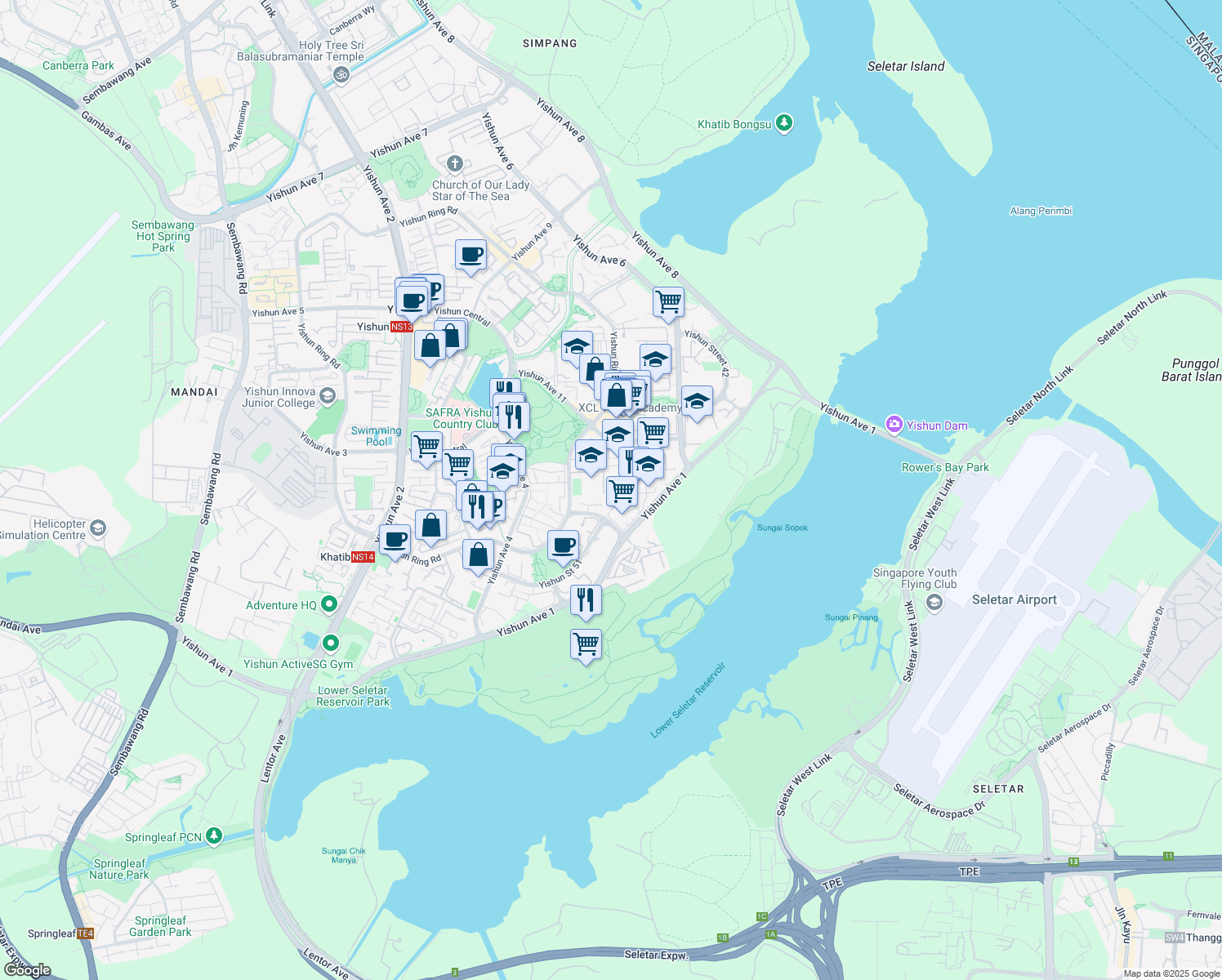 map of restaurants, bars, coffee shops, grocery stores, and more near in Singapore