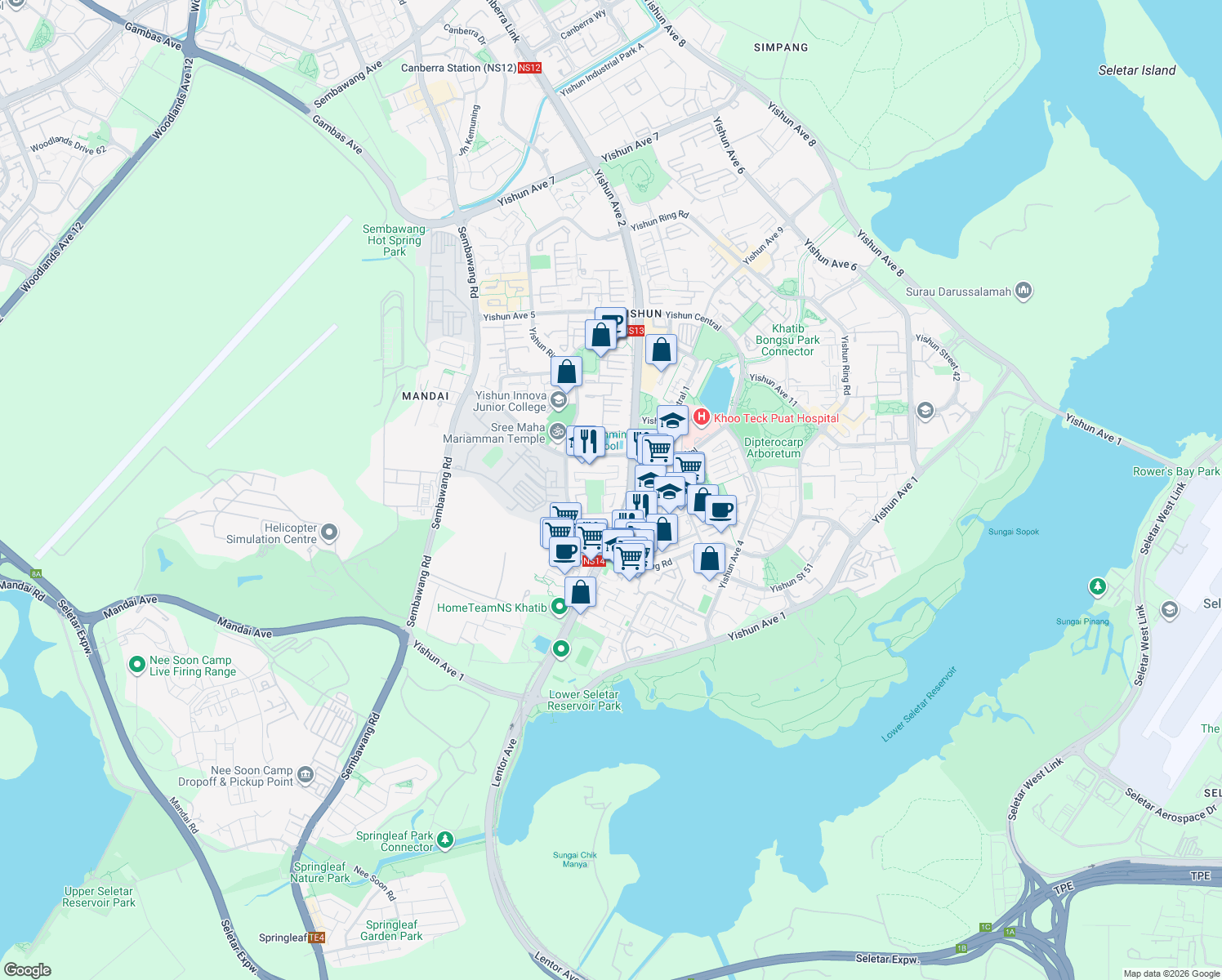 map of restaurants, bars, coffee shops, grocery stores, and more near in Singapore