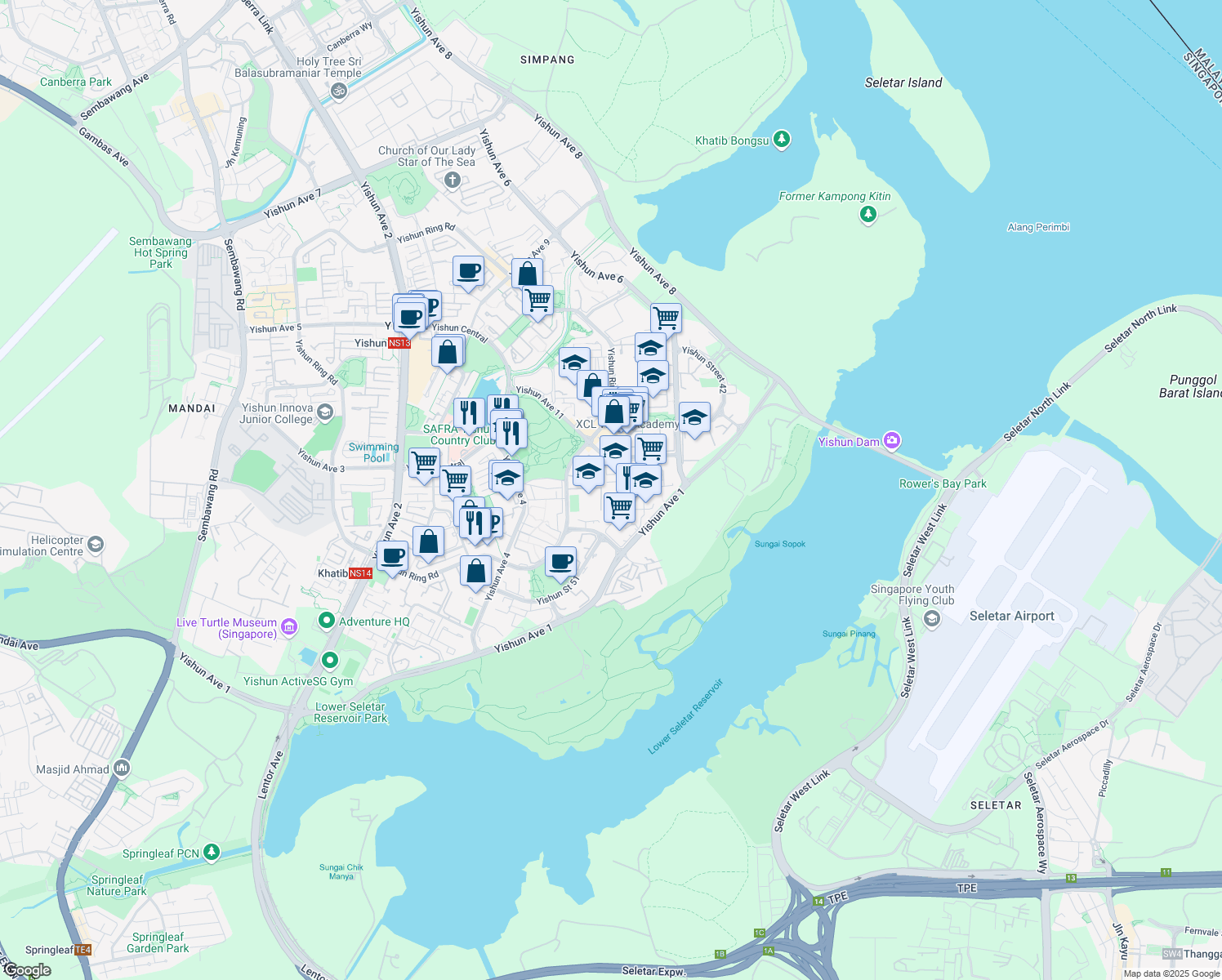 map of restaurants, bars, coffee shops, grocery stores, and more near in Singapore