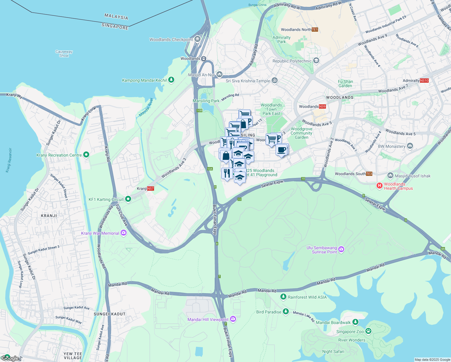 map of restaurants, bars, coffee shops, grocery stores, and more near  in Singapore