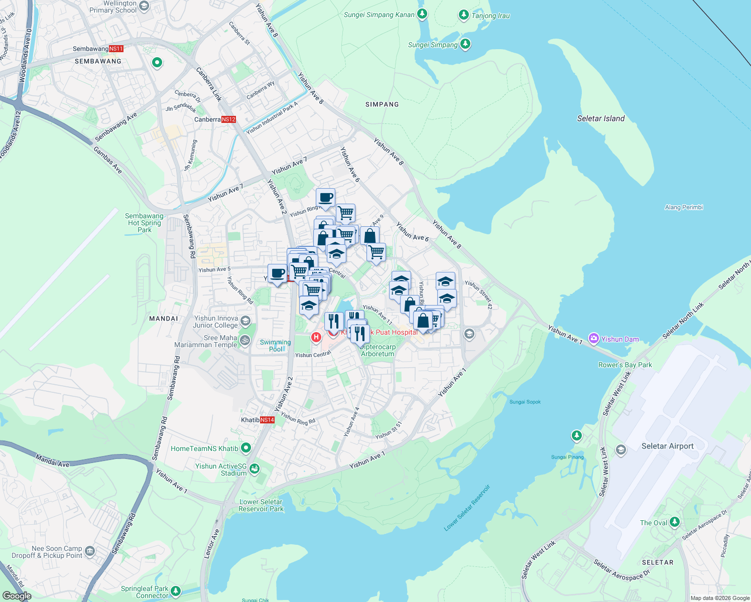 map of restaurants, bars, coffee shops, grocery stores, and more near in Singapore