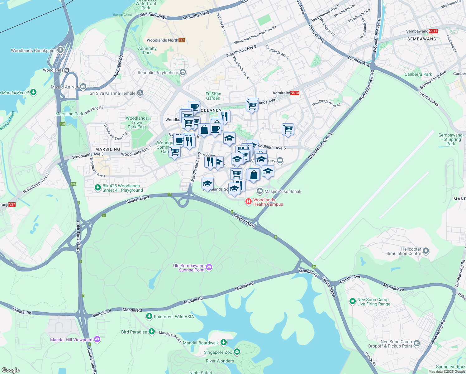 map of restaurants, bars, coffee shops, grocery stores, and more near in Singapore