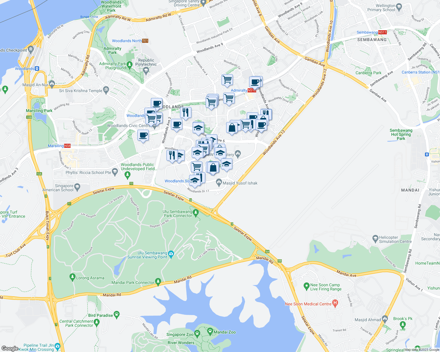 map of restaurants, bars, coffee shops, grocery stores, and more near in Singapore