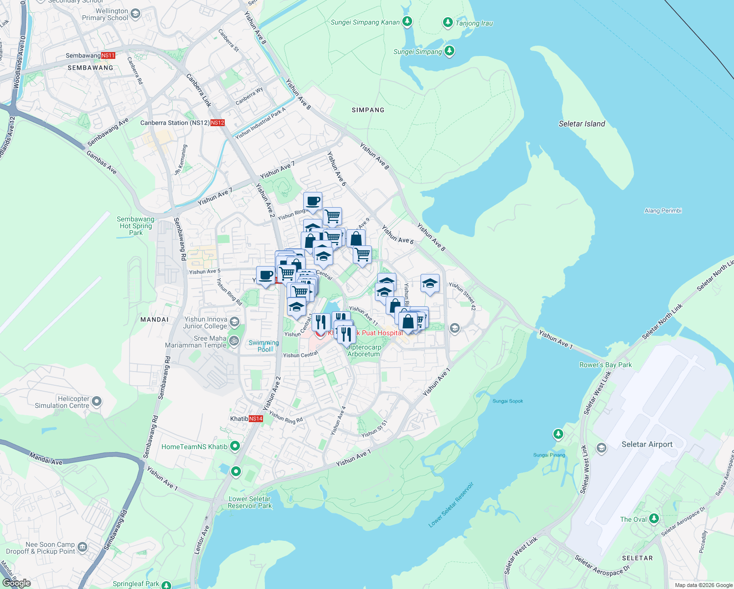 map of restaurants, bars, coffee shops, grocery stores, and more near in Singapore