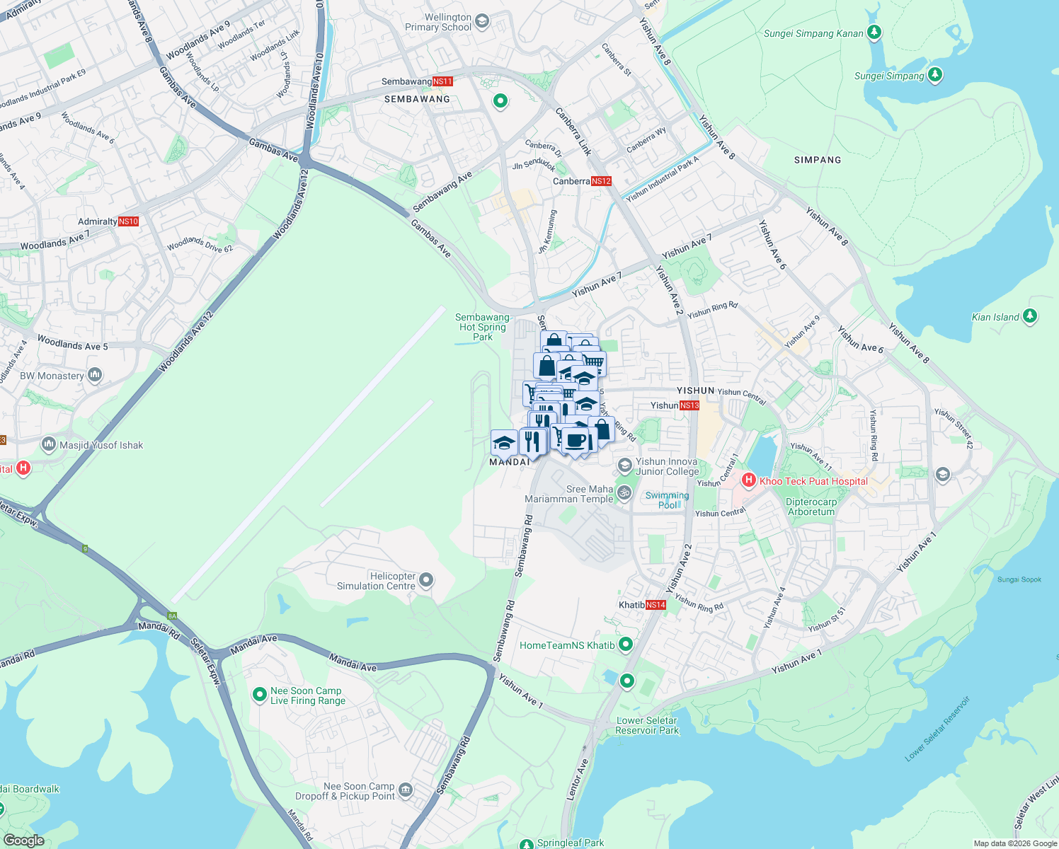 map of restaurants, bars, coffee shops, grocery stores, and more near in Singapore