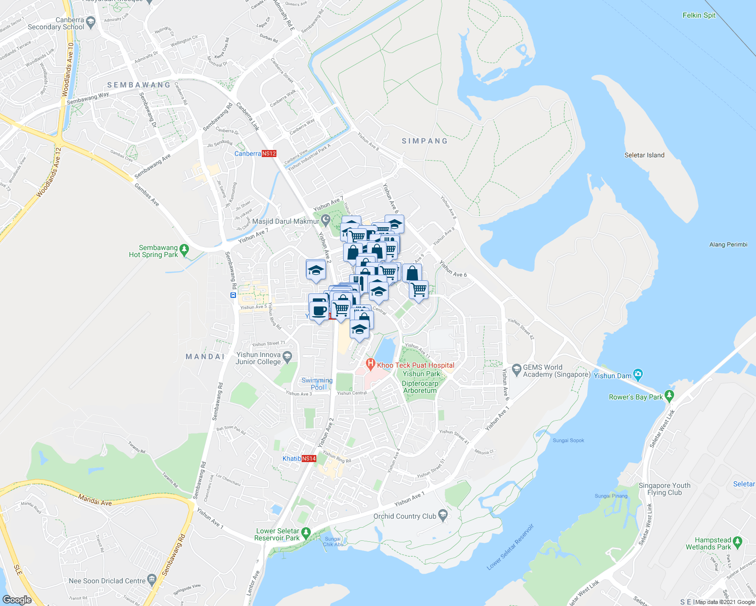 map of restaurants, bars, coffee shops, grocery stores, and more near in Singapore