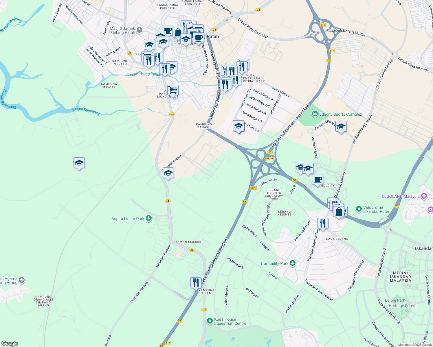 map of restaurants, bars, coffee shops, grocery stores, and more near 2 Jalan Teknologi Perintis 1/3 in Gelang Patah