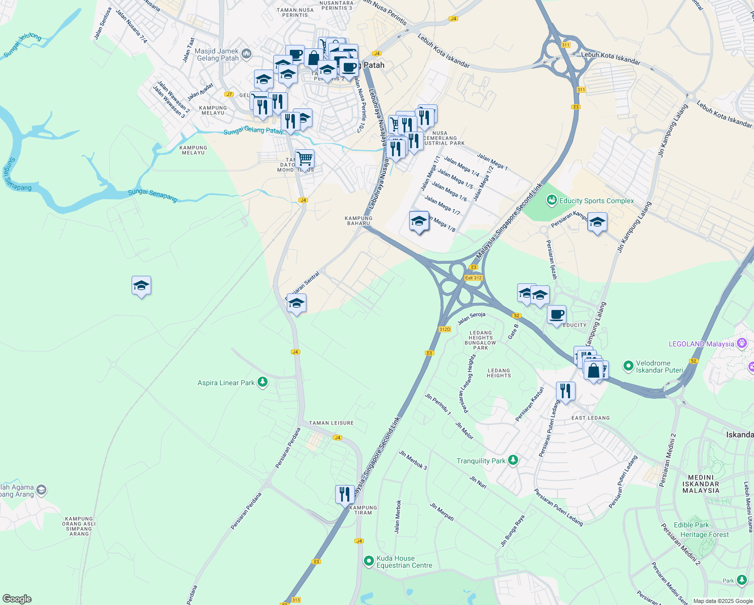 map of restaurants, bars, coffee shops, grocery stores, and more near 2 Jalan Teknologi Perintis 1/3 in Gelang Patah