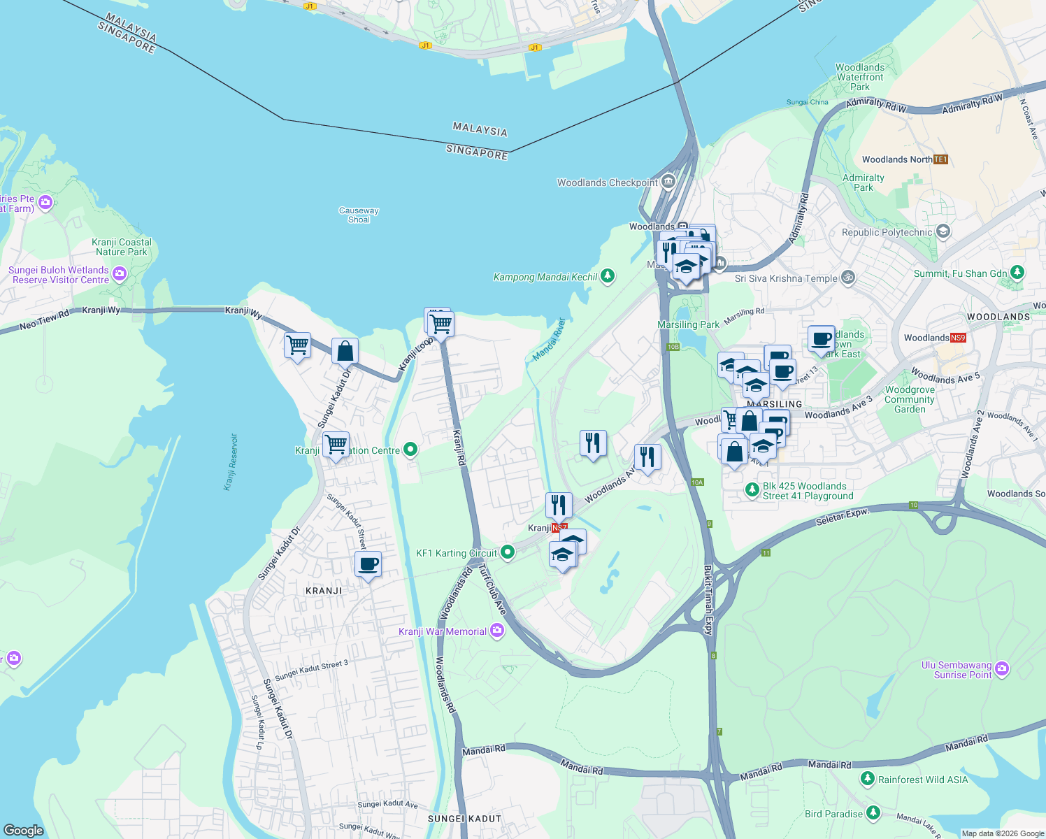 map of restaurants, bars, coffee shops, grocery stores, and more near in Singapore
